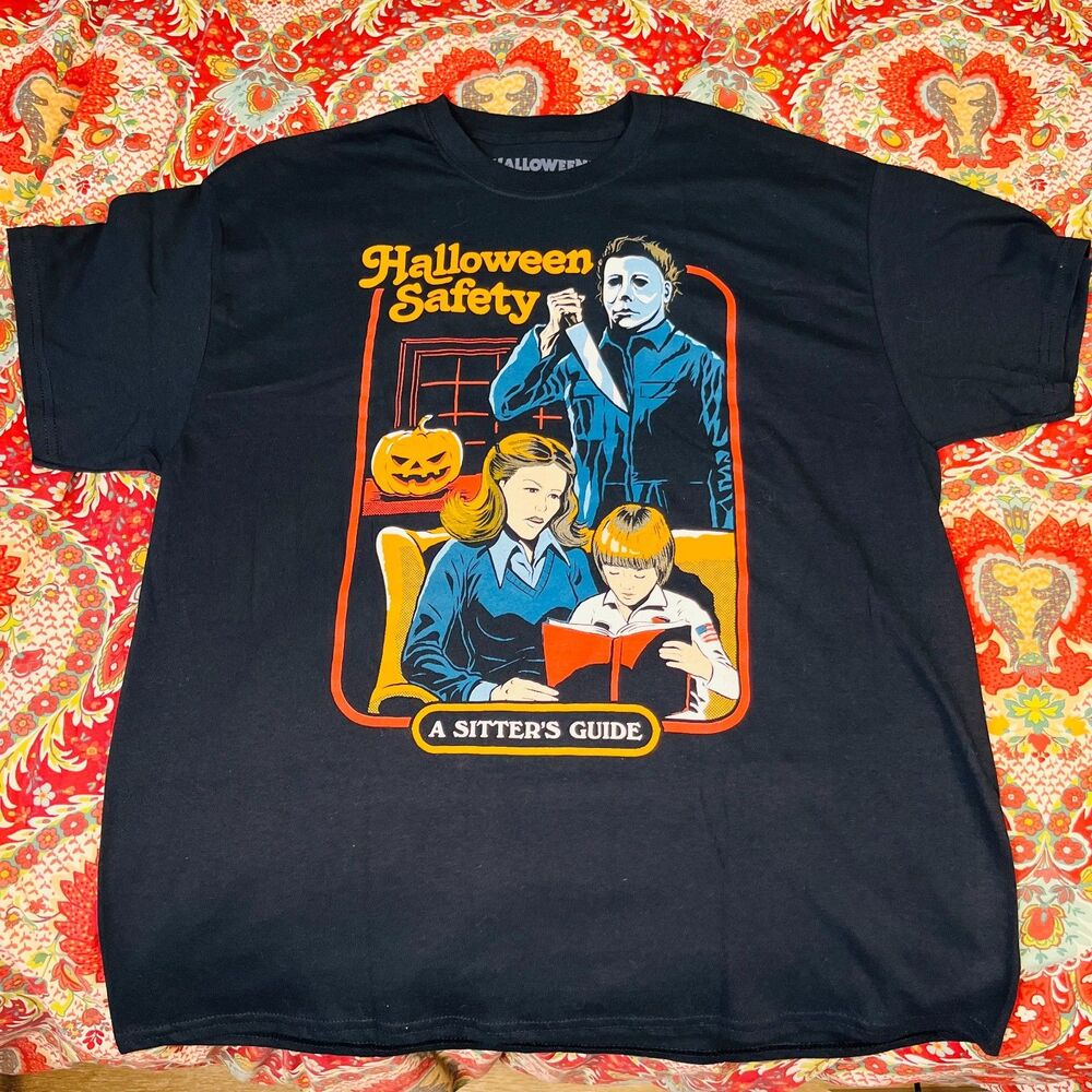 Michael Myers T-Shirt By Creepy Co Halloween Safety  A Sitter's Guide XL Cotton
